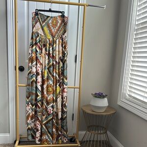 Bohemian Wide Jumpsuit with Geometric Print